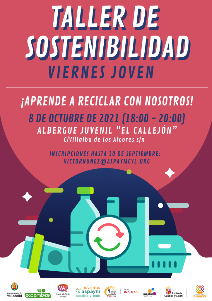 Cartel taller de sostenibilidad viernes joven